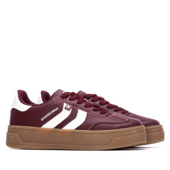 NEW XTI women's 144585 round toe sneakers in burgundy - Picture 4 of 5